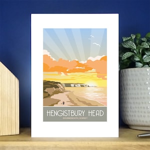 Hengistbury Head, wenskaart, strand en kliffen, zonsopgang, Dorset wenskaart. Meer dan 500 om uit te kiezen.