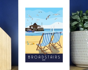 Broadstairs Beach and Deck Chairs Portrait Greetings Card. Over 500 to choose from.