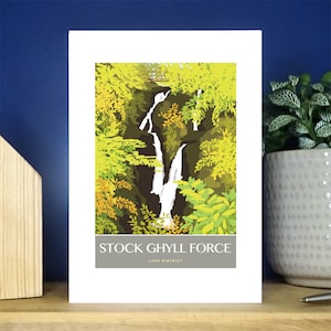 Stock Ghyll Force Lake District Portrait Greetings Card. Over 500 to choose from.