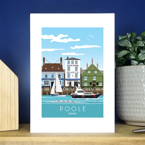 Poole Quayside, Waterfront, Dorset. A6 Portrait Greetings Card. Over 500 to choose from.