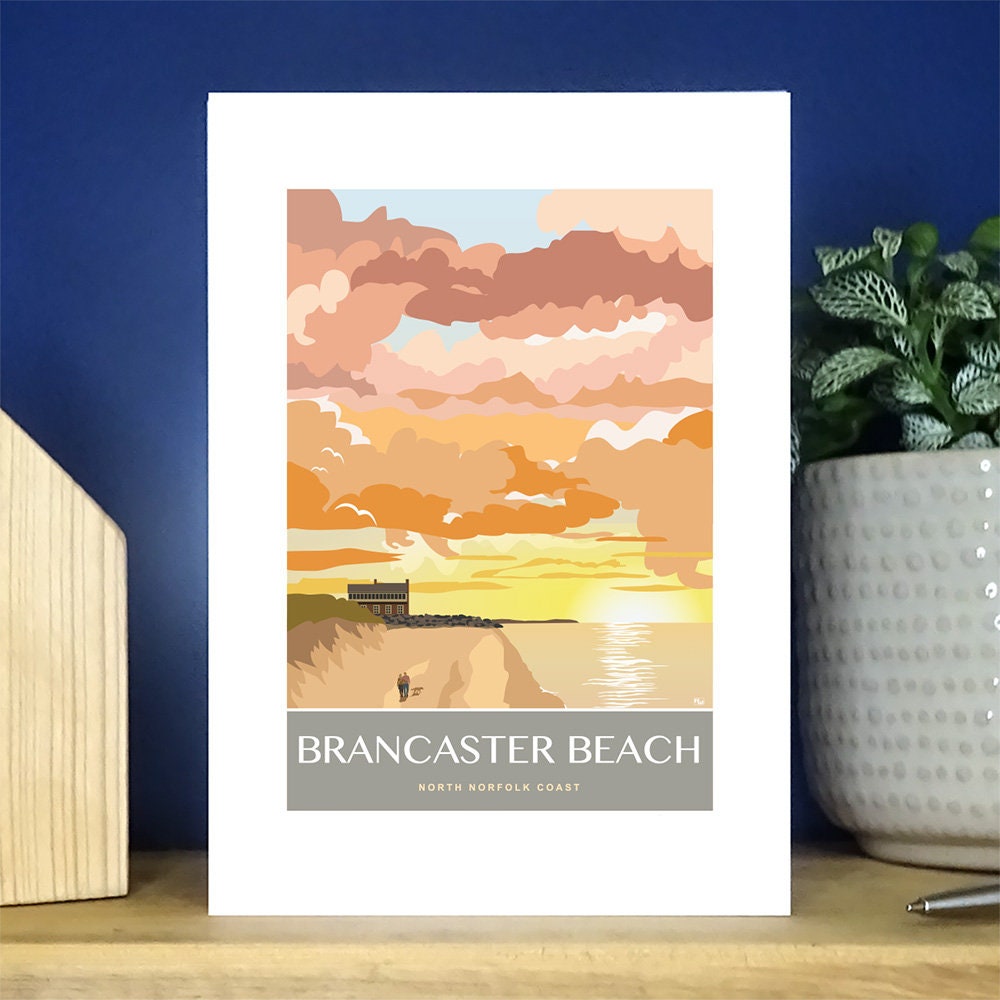 Brancaster Beach Sunset Porträt Grußkarte. Über 500 zur Auswahl.