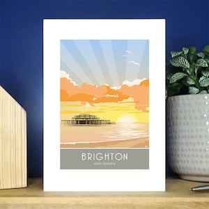 Brighton West Pier Sunset. A6 Portrait Greetings Card. Over 500 to choose from.