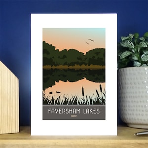 Faversham Lakes, Kent.  Portrait A6 Greetings Card. Over 500 to choose from.