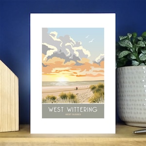 West Wittering Sunset, West Sussex. A6 Portrait Greetings Card