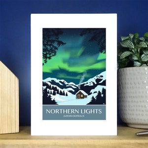 Northern Lights, Aurora Borealis, Norway, Finland, Sweden. A6 Portrait Greetings Card. Over 500 to choose from.