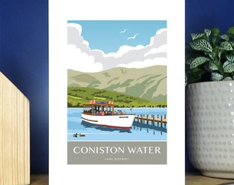 Coniston Launch portrait Greetings Card. Over 500 to choose from.