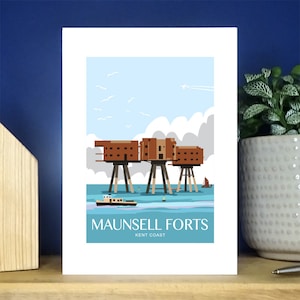 Carte de voeux portrait Maunsell Sea Forts Whitstable. Plus de 500 au choix.