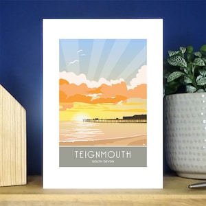 Teignmouth Pier Sunrise. Portrait A6 Greetings Card. Over 500 to choose from.