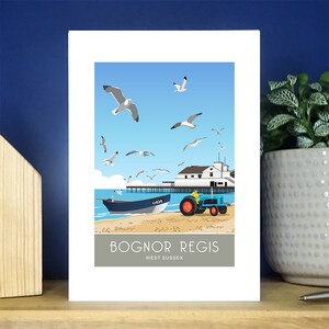 Trator de barco de pesca Bognor Regis. Cartão de boas vindas. Presente A6, cartão de felicitações. Mais de 500 para escolher.