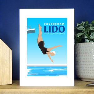 Faversham Lido, Pools, Kent. A6 Portrait Greetings Card. Over 500 to choose from.