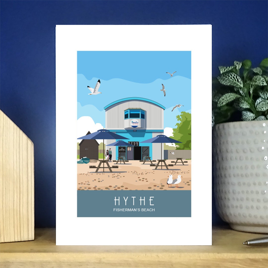 Griggs of Hythe Fisherman's Beach Kent. Portrait A6 Etsy UK