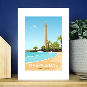 Maspalomas Gran Canária. Cartão de cumprimentos retrato A6. Mais de 500 para escolher.