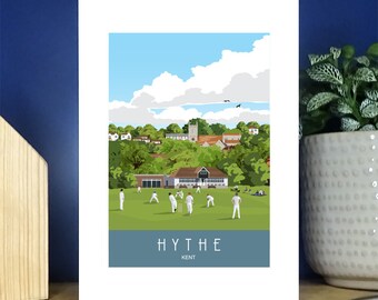 Cricket Match, Hythe, Kent. A6 Portrait Gift, Greetings Card. Over 500 to choose from.