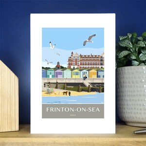 Frinton on Sea strand en hutten, wenskaart. , A6 Cadeau, Wenskaart. Keuze uit meer dan 500.