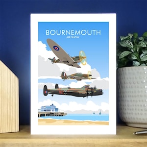 Carte de voeux pour le vol commémoratif de Bournemouth, dans le Dorset. Plus de 500 au choix.