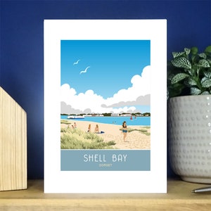 Shell Bay Beach, Greetings Card, Kites, Dorset. A6 Portrait Greetings Card. Over 500 to choose from.