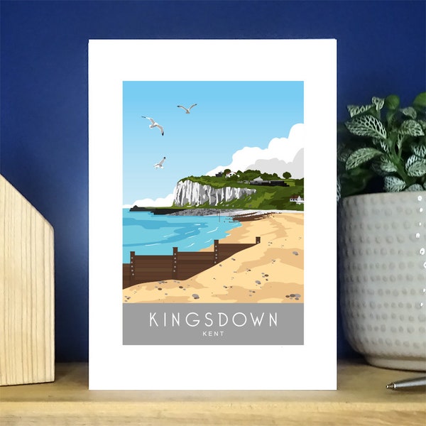 Kingsdown Beach, Deal, Kent. A6 Portrait Greetings Card. Over 500 to choose from.