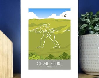 Cerne Abbas Giant, Dorset. A6 Portrait Greetings Card. Over 500 to choose from.
