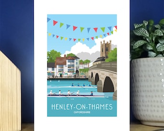 Henley Royal Regatta, Oxfordshire. A6 portrait Greetings Card. Over 500 to choose from.