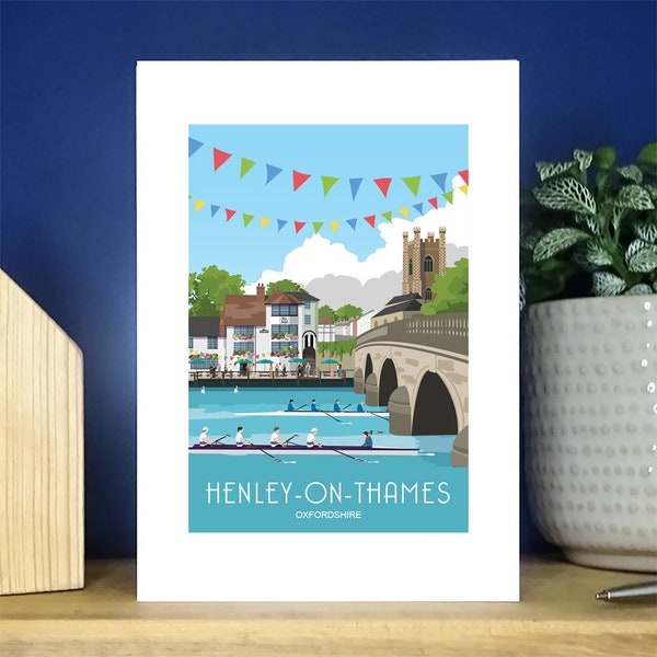 Henley Royal Regatta, Oxfordshire. A6 portrait Greetings Card. Over 500 to choose from.