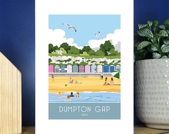 Dumpton Gap Beach Huts, Broadstairs Green Bannert Greetings Card. Over 500 to choose from.