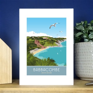 Babbacombe Beach, South Devon portrait, South Devon. Portrait A6 Greetings Card.