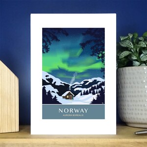 Norway. Northern Lights, Aurora Borealis. A6 portrait Greetings Card. Over 500 to choose from.