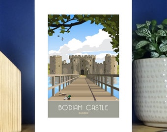 Bodiam Castle, Sussex. A6 Portrait Greetings Card. Over 500 to choose from.