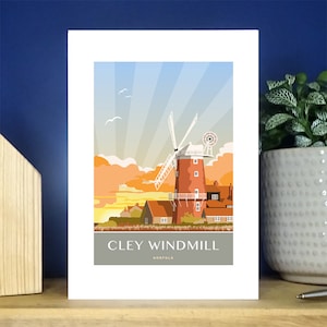 Le lever du soleil du moulin à vent de CLAJ. Carte de voeux A6. Plus de 500 au choix.