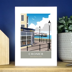 Cromer Lifeboat Cafe aan de kust. A6 staand wenskaart. Meer dan 500 om uit te kiezen.