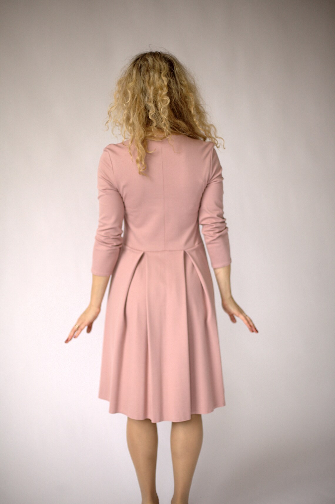dusty rose long sleeve dress