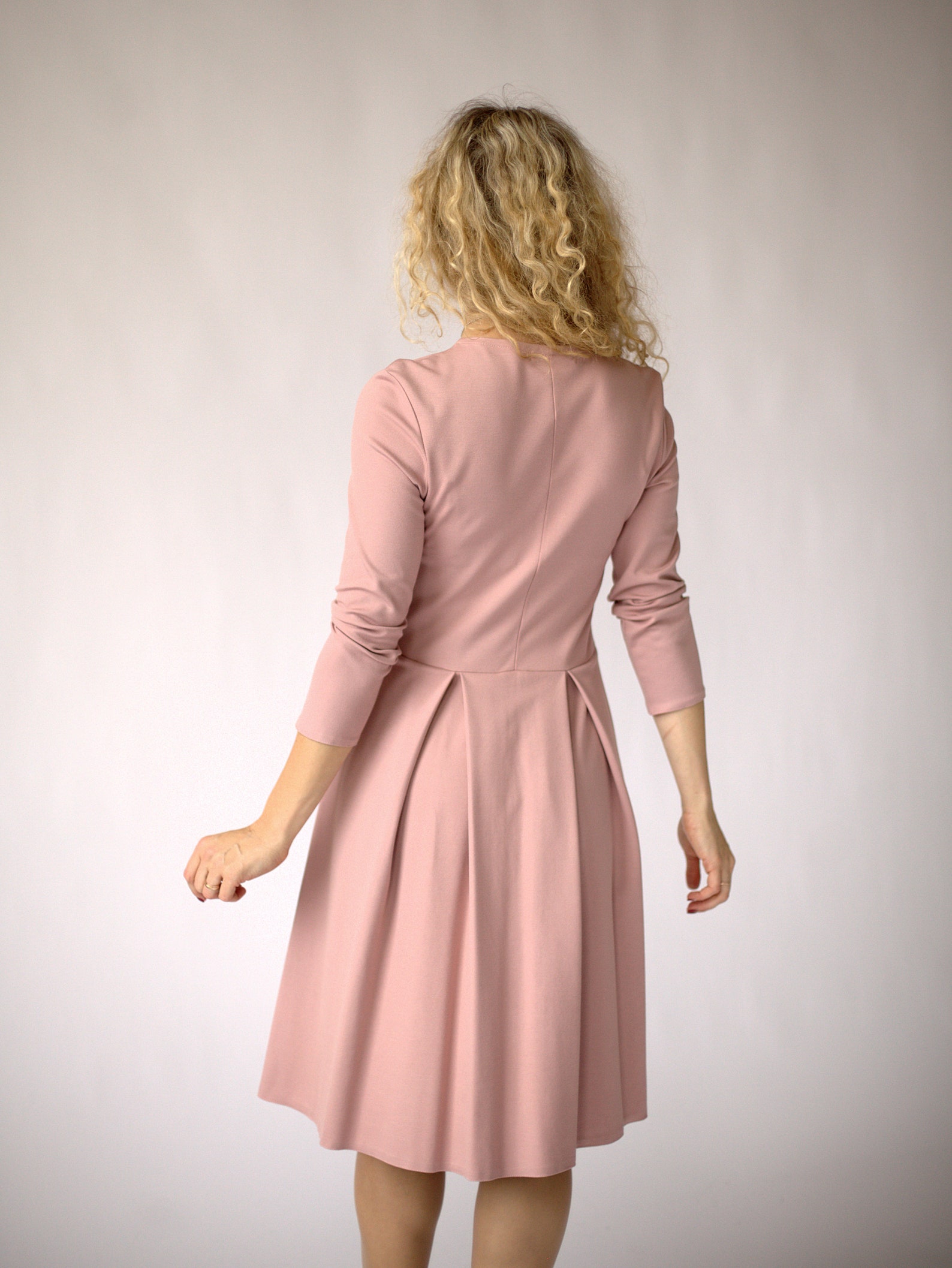 dusty rose long sleeve dress