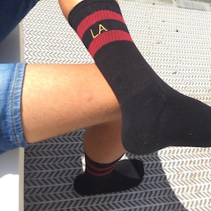 Men&#39;s Bespoke Embroidered Sports tube socks personalised as required. Custom Socks, Gym Socks, Crew Socks, x27 embroidery thread colours