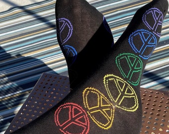 Men's 'Iconic Peace symbol' socks. Gift for men, Festival, Hippie, Peace, Rainbow, Greenpeace socks.