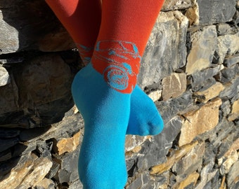 Men's 'Ragtop Roadster' dress socks. Cotton-rich, Novelty, Classic Car, Vintage, Car fans, Gift for Men, Father's Day.