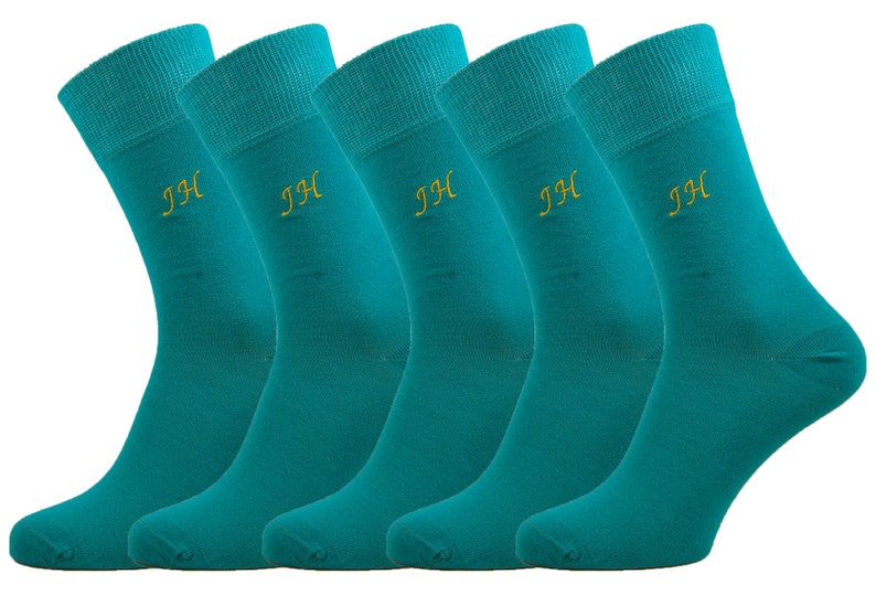 UK Size 7-11 EU size 41-46 Five pair Men/'s Bespoke Monogram Dress socks x27 sock colours available to select from. US size 8-12