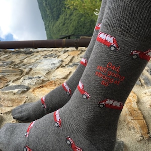 Men&#39;s &#39;Cooper Trooper&#39; socks  personalised via embroidery. Classic car / Gift for him / Bespoke socks / Car socks / Novelty / Father&#39;s Day