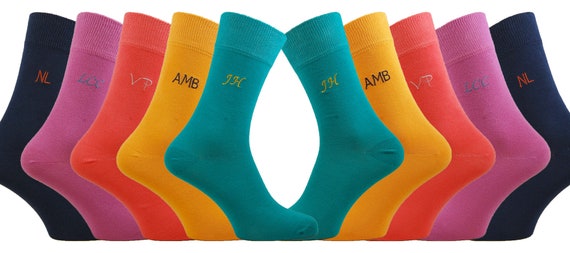 Single pair Ladies Bespoke Monogram Embroidered Dress socks. 15 sock colour options / made to order / personalised / Bespoke / gift for her