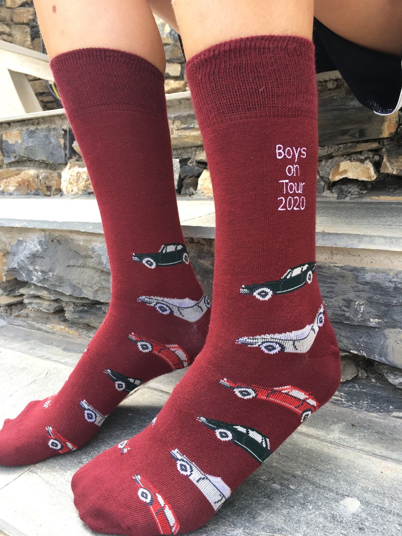 Men's 'Classic Sport' socks personalised to order via custom embroidery. Classic car / Porsche / Gift for him / Father's Day / 911. image 2