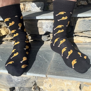 Men&#39;s &#39;Chicken Drumstick&#39; socks. Gift for men / Novelty socks / Junk food / Fried Chicken.