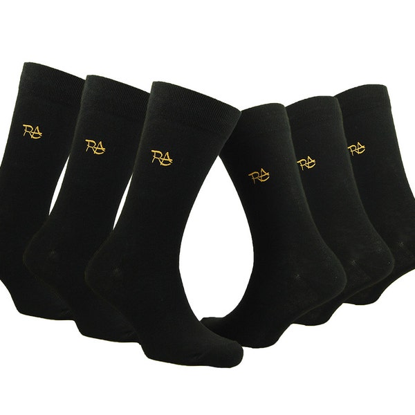 Available in 3 sizes '3 Pairs Monogram Socks' - Black socks / x27 embroidery thread colours /  Bespoke embroidered in the UK / Custom socks