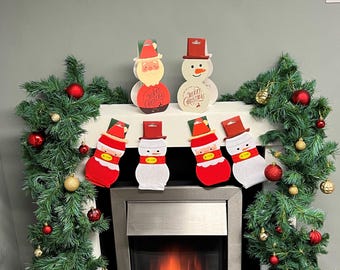 Jeu de chaussettes et carte de Noël pour homme Père Noël.  Remplissage de bas de Noël, Noël de fantaisie, Père Noël secret