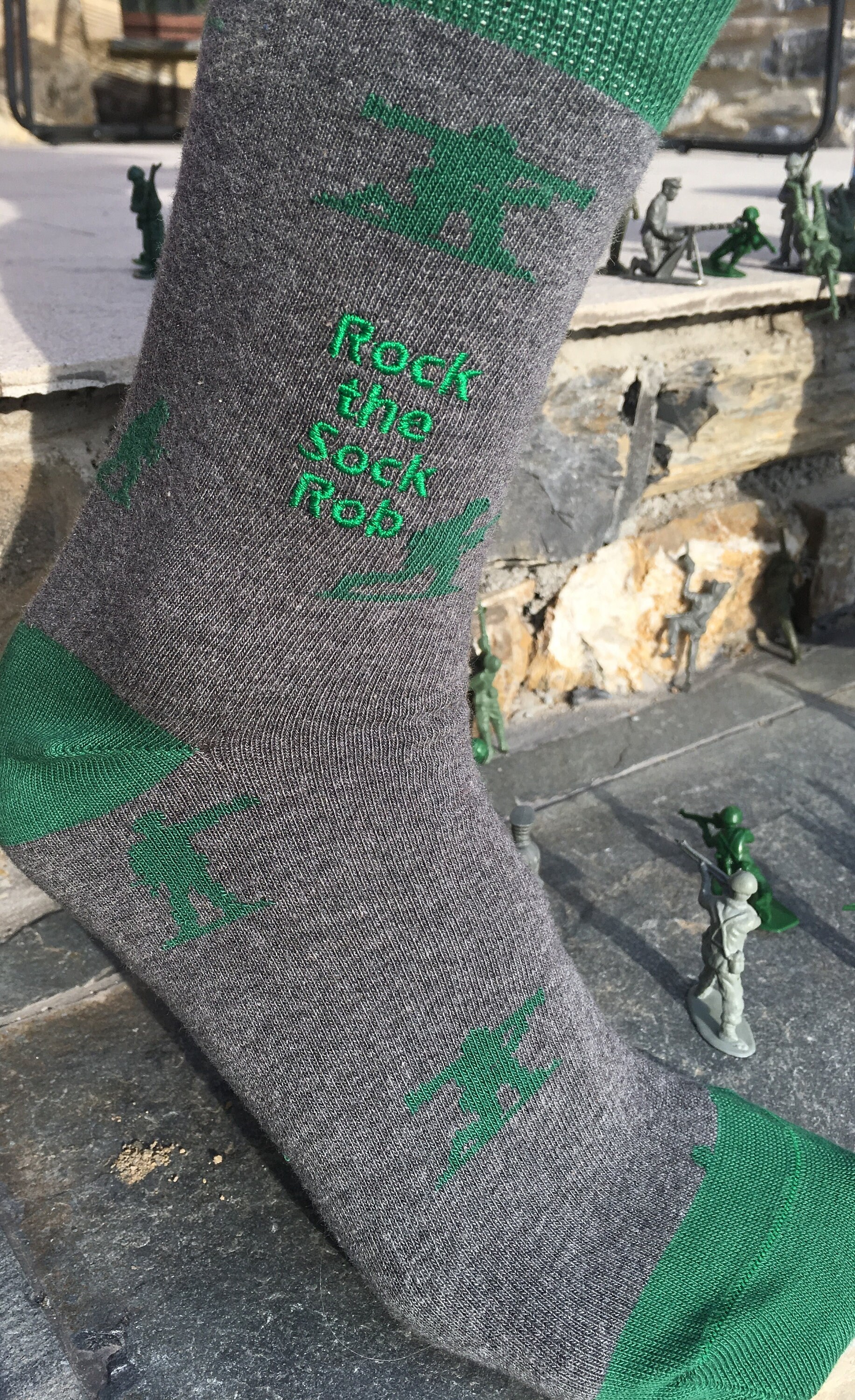 Image of Men's ‘Toy Soldiers‘ Socks Personalised Via Embroidery, Size Uk 7-11/Euro 41-45 Us 10-12