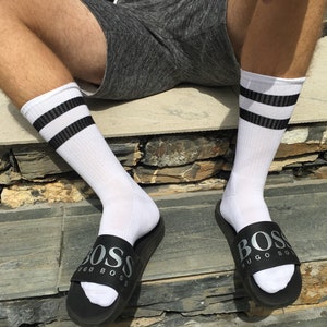Men&#39;s Crew Sport socks. Gym socks, Retro Styling, Cotton-rich, Ribbed leg, Cushioned foot.