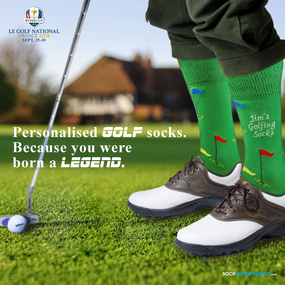 Men's Golf Socks Personalised via Embroidery Cotton Rich Etsy UK