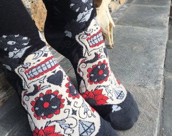 Calzini da uomo o da donna &quot;Dia de Los Muertos&quot; disponibili in due taglie. Calzini originali/Calzini firmati/Festival/Anniversario/Matrimonio/Halloween