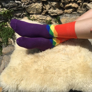 Men&#39;s or Ladies 1 pair cotton rich PRIDE diamond socks. LGBTIA+, rainbow pride flag, pride month, Gay, LGBTQ socks, pride week, Pride gift
