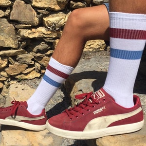 Men's Crew Sports  socks. Gym socks / Retro styling / Cushioned foot / Ribbed leg / Arch support