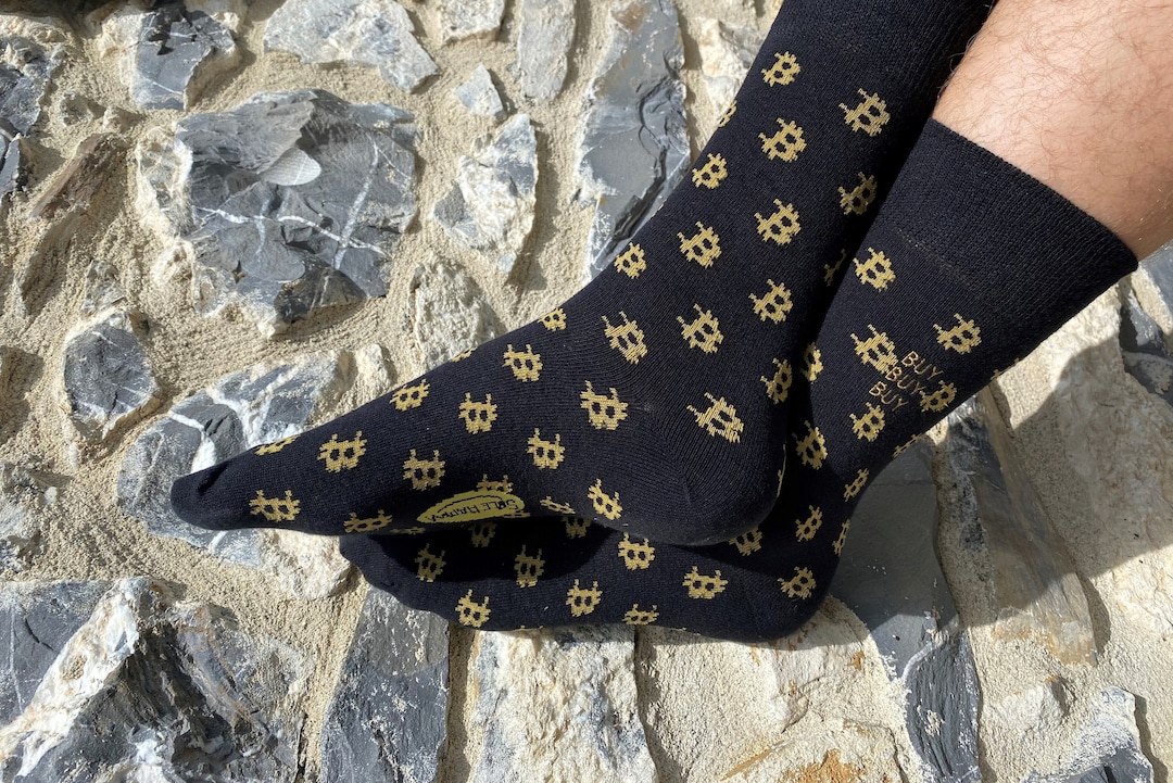 Men's 'bitcoin' Socks Personalised to Order via Embroidery. Bespoke