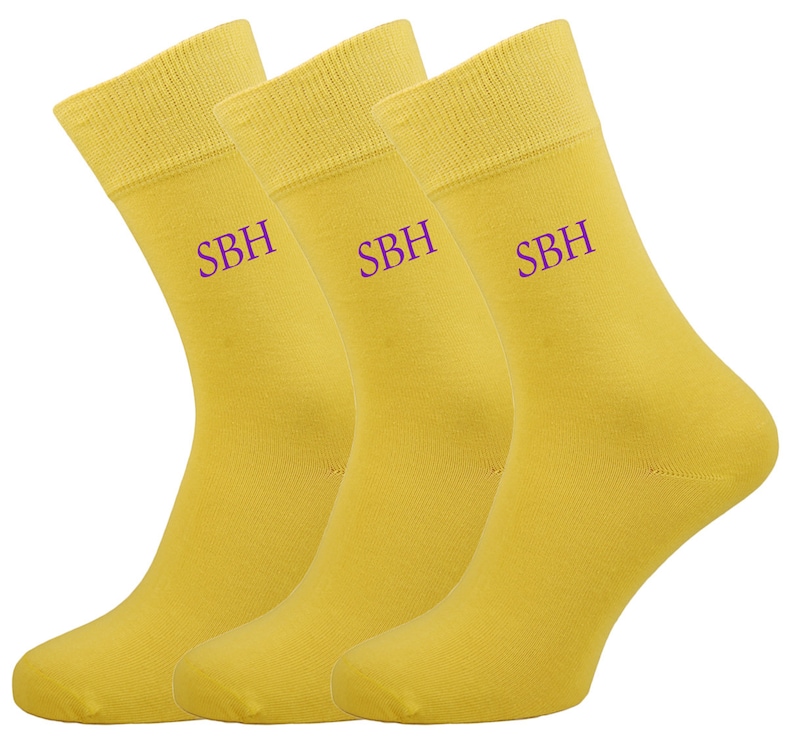 Three Pair Men's Bespoke Monogram Dress Socks UK Size 7 Etsy